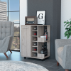Brown Rolling Bar Cart With Wine Storage