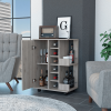 Brown Rolling Bar Cart With Wine Storage