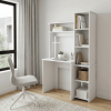 39" White Wood Writing Desk and Bookshelf Set