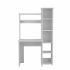 39" White Wood Writing Desk and Bookshelf Set