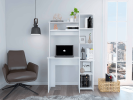 39" White Wood Writing Desk and Bookshelf Set