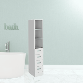 12" White Wood Freestanding Bathroom Vanity And Four Drawers