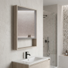 18" Light Gray Wood Floating Single Door Bathroom Vanity And Medicine Cabinet With Mirror