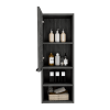 12" Smoky Black Wood Floating Single Door Bathroom Vanity And Medicine Cabinet