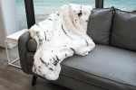 50" X 60" Black And White Rabbit Fur Plush Throw Blanket