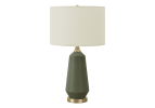 26" Green Ceramic Geometric Table Lamp With Ivory Drum Shade