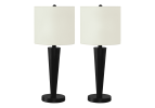 Set of Two 24" Black Metal Candlestick USB Table Lamps With Ivory Drum Shade