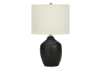22" Black Ceramic Urn Table Lamp With Ivory Drum Shade