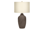 27" Gray Ceramic Urn Table Lamp With Beige Drum Shade