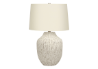 26" Cream Ceramic Round Table Lamp With Cream Empire Shade