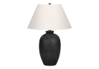 24" Black Ceramic Round Table Lamp With Ivory Empire Shade