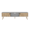 71" White And Beige Enclosed And Open Storage TV Stand