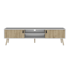 71" White And Beige Enclosed And Open Storage TV Stand