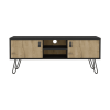48" Beige and Black Cabinet Open And Enclosed Storage TV Stand