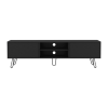 71" Black Wood Enclosed And Open Storage TV Stand