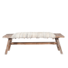 50" White and Brown Cotton Upholstered Striped Bench