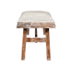 50" White and Brown Cotton Upholstered Striped Bench