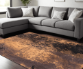 9' X 13' Yellow and Brown Abstract Non Skid Area Rug
