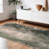 8' X 11' Beige and Green Abstract Non Skid Area Rug