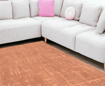 9' X 13' Orange Abstract Non Skid Area Rug