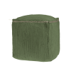 18" Moss Green And Natural Cotton And Jute Cube Pouf Ottoman