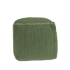 18" Moss Green And Natural Cotton And Jute Cube Pouf Ottoman