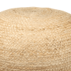 18" Natural And Navy Blue Jute Blend Cylinder Striped Pouf Ottoman
