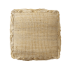 18" Natural Jute Blend Cube Quatrefoil Pouf Ottoman
