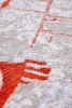 8' X 11' Red and White Abstract Non Skid Area Rug