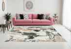 8' X 11' Gray and Orange Abstract Non Skid Area Rug