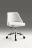 White and Silver Faux Leather Adjustable Height Swivel Rolling Office Chair