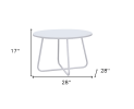 28" White Wood And Metal Round Cross Legs Coffee Table