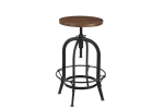 Solid Wood and Metal Backless Adjustable Height Swivel Bar Chair