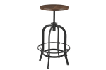 Solid Wood and Metal Backless Adjustable Height Swivel Bar Chair