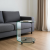 Clear Glass Round End Table With Shelf