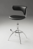 Set of Two Black and Silver Metal and Faux Leather Low Back Adjustable Height Bar Chairs