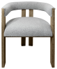 Gray And Brown Upholstered Boucle Open Back Dining Arm Chair