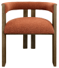 Burnt Orange And Brown Upholstered Boucle Open Back Dining Arm Chair