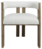 Ivory And Brown Upholstered Boucle Open Back Dining Arm Chair