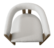 Ivory And Brown Upholstered Boucle Open Back Dining Arm Chair