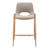 Set of Two 26" Beige And Gold Faux Leather And Steel Low Back Counter Height Bar Chairs