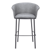 30" Gray And Black Faux Leather And Steel Bar Height Bar Chair