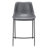 Set of Two 26" Dark Gray And Black Faux Leather And Steel Counter Height Bar Chairs
