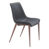Set of Two Black and Brown Upholstered Faux Leather Dining Side Chairs