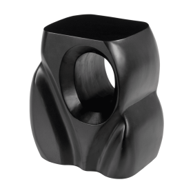 16" Black Solid Wood Abstract Figurine End Table