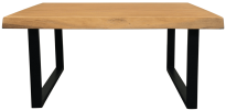 39" Natural And Black Solid Wood And Iron Square Distressed Coffee Table