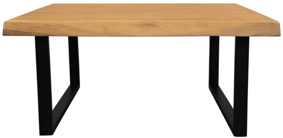 39" Natural And Black Solid Wood And Iron Square Distressed Coffee Table