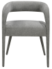 Set of Two Dark Gray Upholstered Linen Open Back Dining Side Chairs