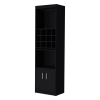 71" Black Wood Bar Cabinet With Two Doors