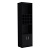 71" Black Wood Bar Cabinet With Two Doors